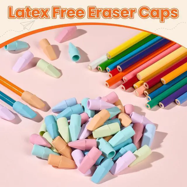 Alt view image 5 of 7 - Sooez Erasers, 120 Pack Pencil Top Erasers, Cap Eraser Toppers Bulk 7-Color