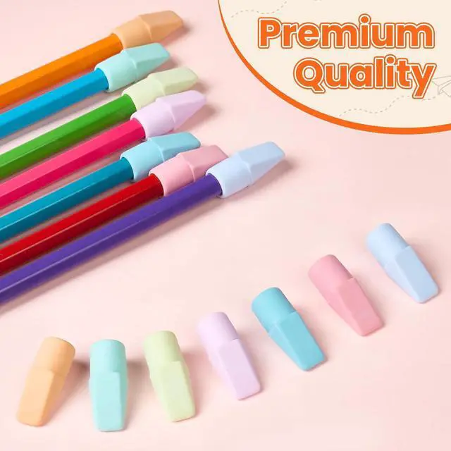 Alt view image 6 of 7 - Sooez Erasers, 120 Pack Pencil Top Erasers, Cap Eraser Toppers Bulk 7-Color