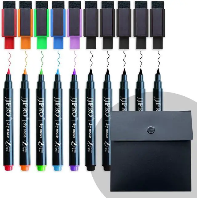 Main image of JJPRO Ultra Fine Tip Magnetic Dry Erase Markers for Fridge,Extra Fine Point Dry Erase Markers for Planning Whiteboard,Acrylic Calendar Boards,10 Count 6 Assorted Colors Whiteboard Markers