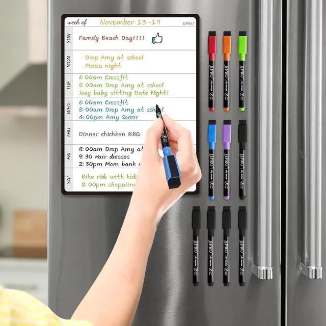 Alt view image 6 of 6 - JJPRO Ultra Fine Tip Magnetic Dry Erase Markers for Fridge,Extra Fine Point Dry Erase Markers for Planning Whiteboard,Acrylic Calendar Boards,10 Count 6 Assorted Colors Whiteboard Markers