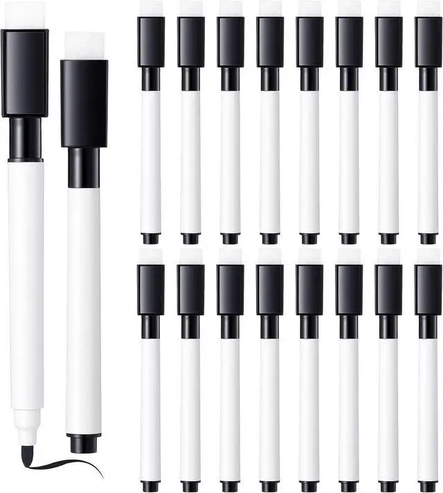 Main image of 16 Pcs Dry Erase Markers with Eraser Cap, Mini Dry Erase Markers Black Whiteboard Marker for School, Office & Home Supplies
