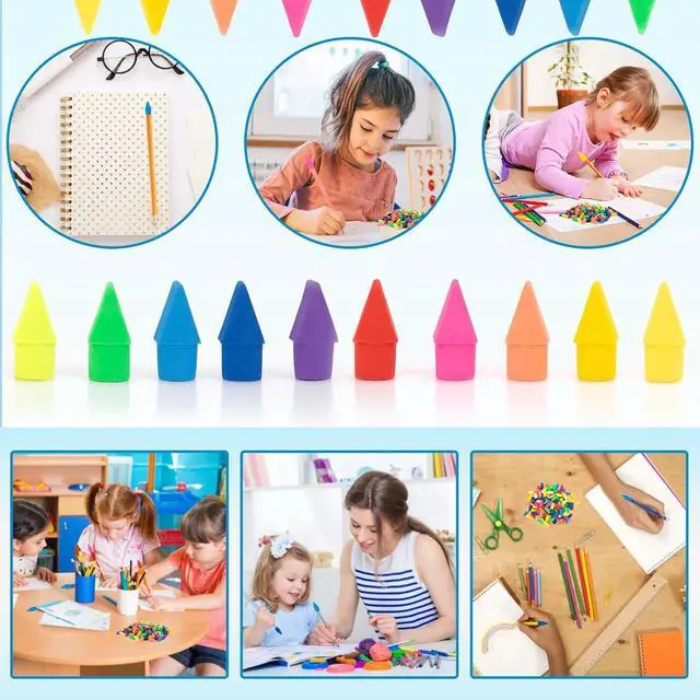 Alt view image 6 of 7 - 200 PCS Pencil Top Eraser 10 Assorted Colors Cap Erasers for Pencils
