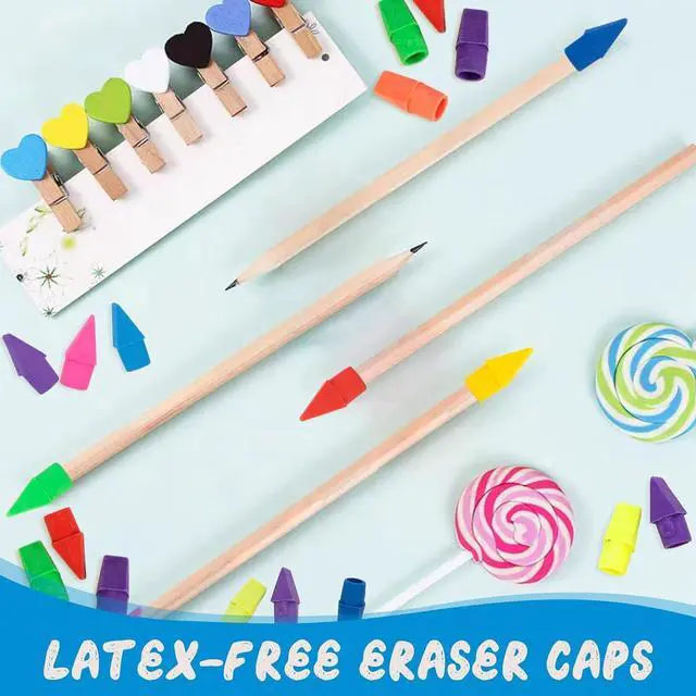 Alt view image 4 of 7 - 200 PCS Pencil Top Eraser 10 Assorted Colors Cap Erasers for Pencils