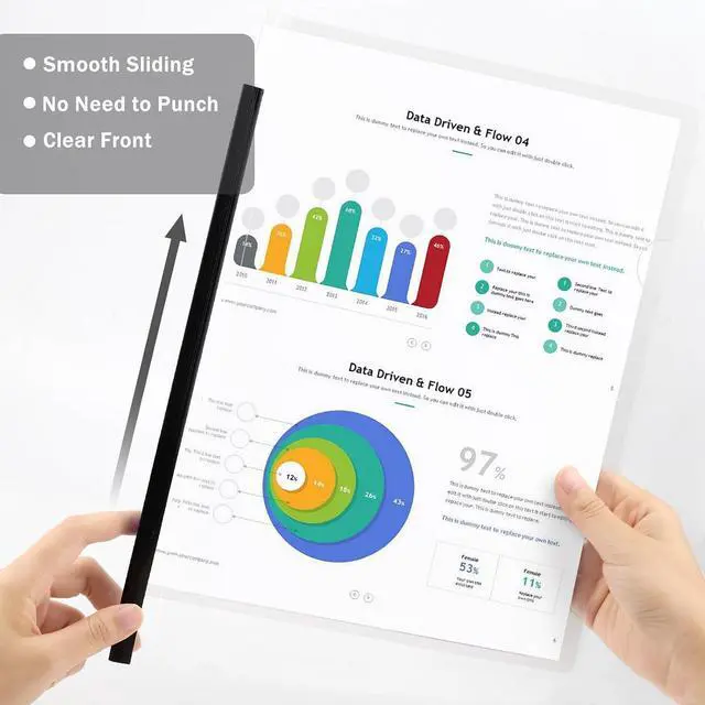 Alt view image 3 of 7 - JOERSH Clear Report Covers with Sliding Bar, 10Pcs, Black