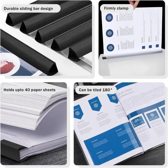 Alt view image 4 of 7 - JOERSH Clear Report Covers with Sliding Bar, 10Pcs, Black