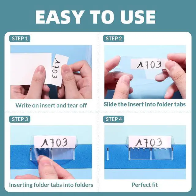 Alt view image 4 of 7 - File Folder Tabs, SUNEE 50 Sets Hanging File Folder Labels Tabs and Inserts for Hanging Files Folders