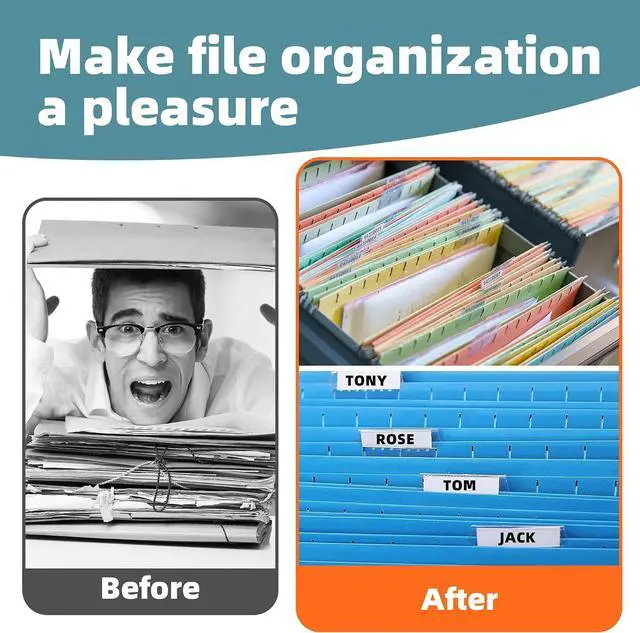 Alt view image 7 of 7 - File Folder Tabs, SUNEE 50 Sets Hanging File Folder Labels Tabs and Inserts for Hanging Files Folders