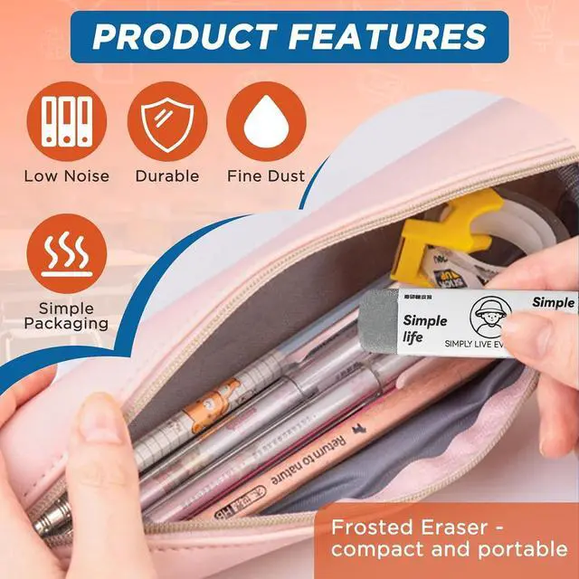 Alt view image 4 of 7 - 4-Pack Sand Erasers, 2 Full Frosted & 2 Half, for Ink/Pencil