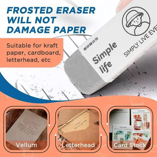 Alt view image 5 of 7 - 4-Pack Sand Erasers, 2 Full Frosted & 2 Half, for Ink/Pencil