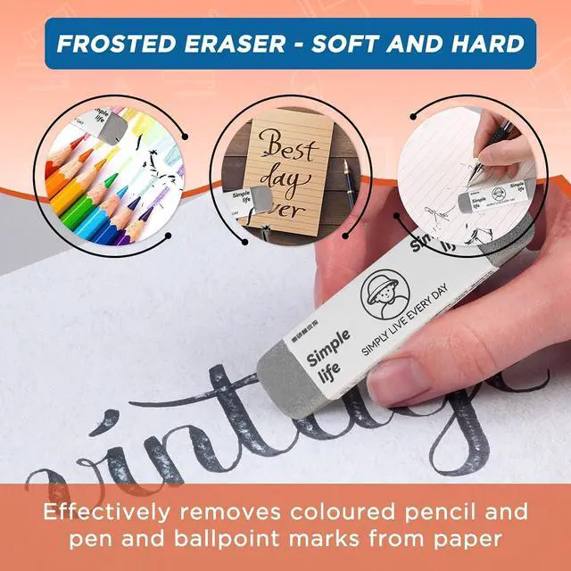 Alt view image 6 of 7 - 4-Pack Sand Erasers, 2 Full Frosted & 2 Half, for Ink/Pencil