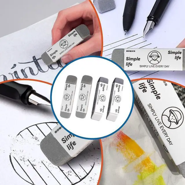 Alt view image 7 of 7 - 4-Pack Sand Erasers, 2 Full Frosted & 2 Half, for Ink/Pencil