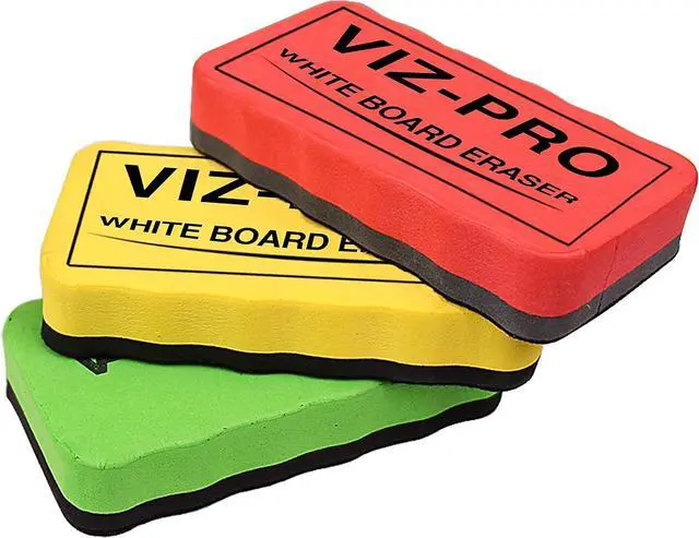 Main image of VIZ-PRO Magnetic White Board Eraser, 3 Colored Eraser, 3 Piece