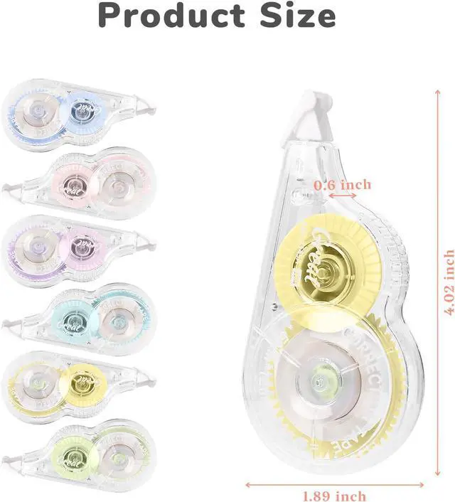 Alt view image 2 of 7 - Temiary 6 Pcs Correction Tapes for Instant Corrections, Easy To Use White Smooth Pull Out Tape, Aesthetic Correction Tape for School Office (Macaron)