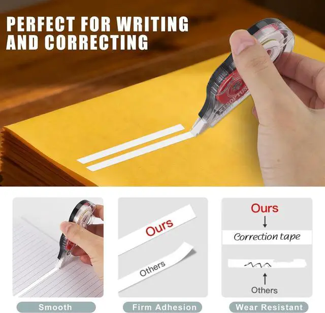 Alt view image 4 of 7 - 15PCS Correction Tape, 39.37ft Each, Fast, Clean, Opaque and Easy to Use Tear-Resistant Correction Tape Bulk Office or School Supplies, Blue, Red, Gray