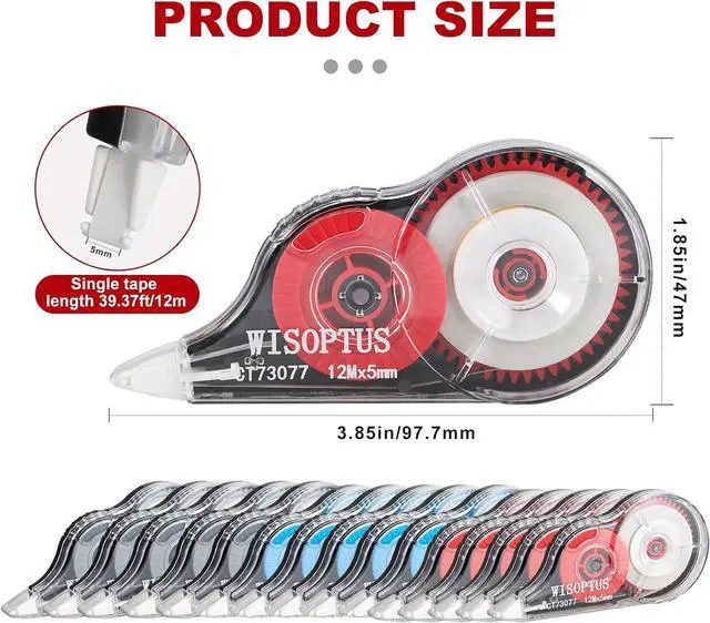 Alt view image 6 of 7 - 15PCS Correction Tape, 39.37ft Each, Fast, Clean, Opaque and Easy to Use Tear-Resistant Correction Tape Bulk Office or School Supplies, Blue, Red, Gray