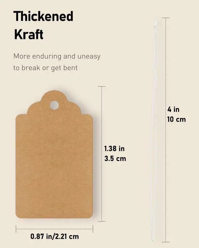 Alt view image 6 of 7 - Uniclife 200 Pcs Price Tags with String Attached 1 Inch Writable Brown Kraft Paper Tags Hang Tag Price Display Labels for Pricing Clothing Jewelry Blank Merchandise Marking Tag, 1 3/8" x 7/8"