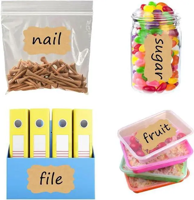 Alt view image 5 of 6 - 300 Pcs Self-Adhesive Gift Tags Name Jar Labels Stickers, 1 x 2 in, Brown