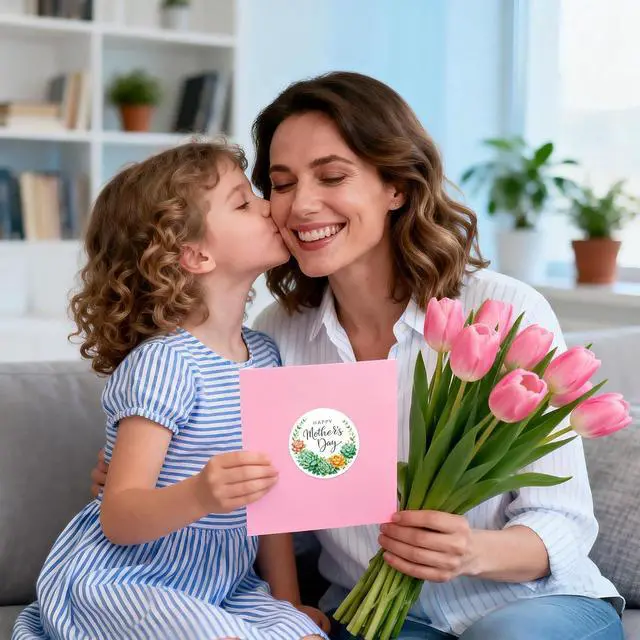Alt view image 3 of 7 - G2PLUS Mother's Day Stickers - 60Pcs Happy Mothers Day Gift Stickers 2 inches Round Mother's Day Labels Stickers with Succulent Plants for Mom's Gifts, Cards, Party Favors