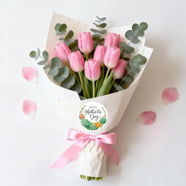 Alt view image 5 of 7 - G2PLUS Mother's Day Stickers - 60Pcs Happy Mothers Day Gift Stickers 2 inches Round Mother's Day Labels Stickers with Succulent Plants for Mom's Gifts, Cards, Party Favors