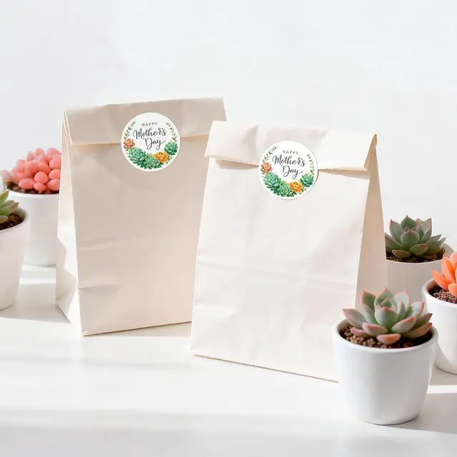 Alt view image 7 of 7 - G2PLUS Mother's Day Stickers - 60Pcs Happy Mothers Day Gift Stickers 2 inches Round Mother's Day Labels Stickers with Succulent Plants for Mom's Gifts, Cards, Party Favors