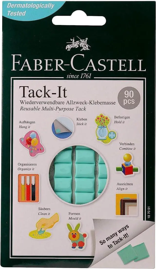 Main image of Faber-Castell Tack-It Multipurpose Adhesive, Non-Toxic Reusable & Removable Adhesive for Home, Office & School (90 pcs Blocks)