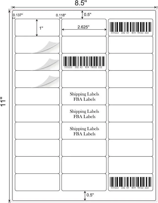 Alt view image 2 of 7 - 1" x 2-5/8" Address Labels 900 Labels Sticker Paper for Laser/Ink Jet Printer mailing Labels 8.5"×11" White 30 per Sheet