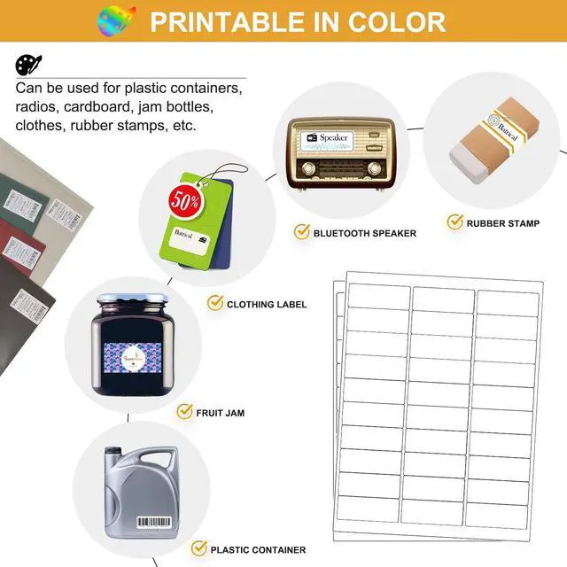 Alt view image 5 of 7 - 1" x 2-5/8" Address Labels 900 Labels Sticker Paper for Laser/Ink Jet Printer mailing Labels 8.5"×11" White 30 per Sheet