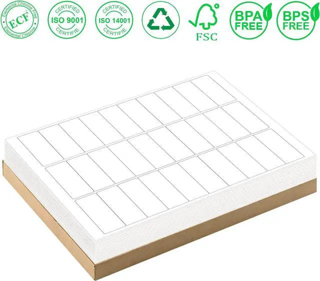 Alt view image 7 of 7 - 1" x 2-5/8" Address Labels 900 Labels Sticker Paper for Laser/Ink Jet Printer mailing Labels 8.5"×11" White 30 per Sheet