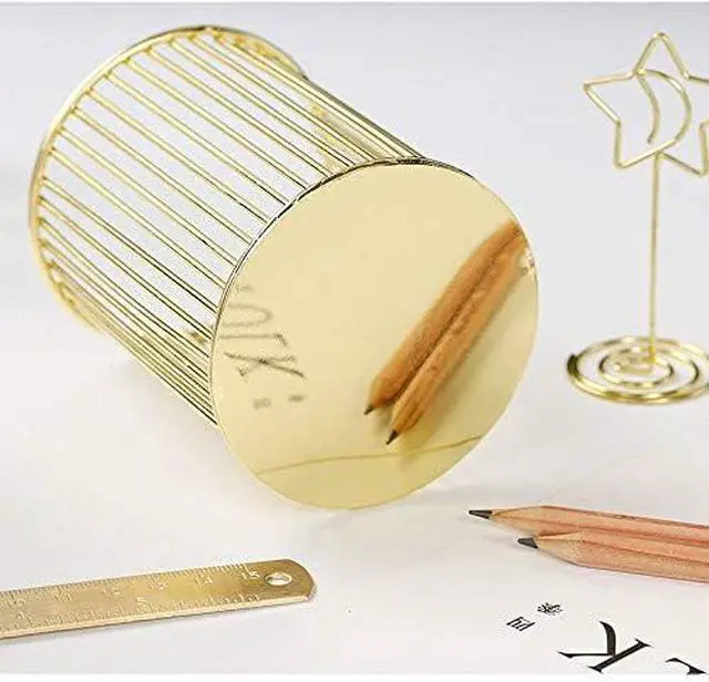 Alt view image 6 of 7 - HSYMQ Gold Metal Pen Holder for Desk, Makeup Brushes Cup, Pencil Holders, Office&Home Organizer