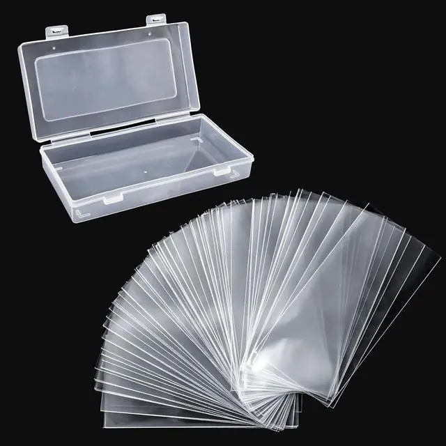 Main image of 100 Pack Paper Money Holders with Plastic Storage Case, Clear Thicken Paper Money Currency Collection Sleeves Protector OPP Bag