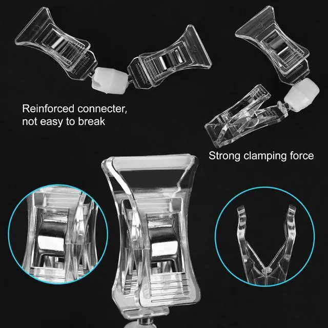 Alt view image 3 of 6 - Clear Merchandise Display Sign Clips - 20 Pack Plastic Label Pop Holder for Shelf, Double Sided Swivel Price Tag on Clothing Rack, Rotatable Menu Clips for Retail Sale Display
