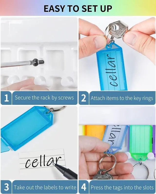 Alt view image 5 of 7 - Uniclife 2 Pack Key Tag Rack, Slot Style Wall Mount Key Holder