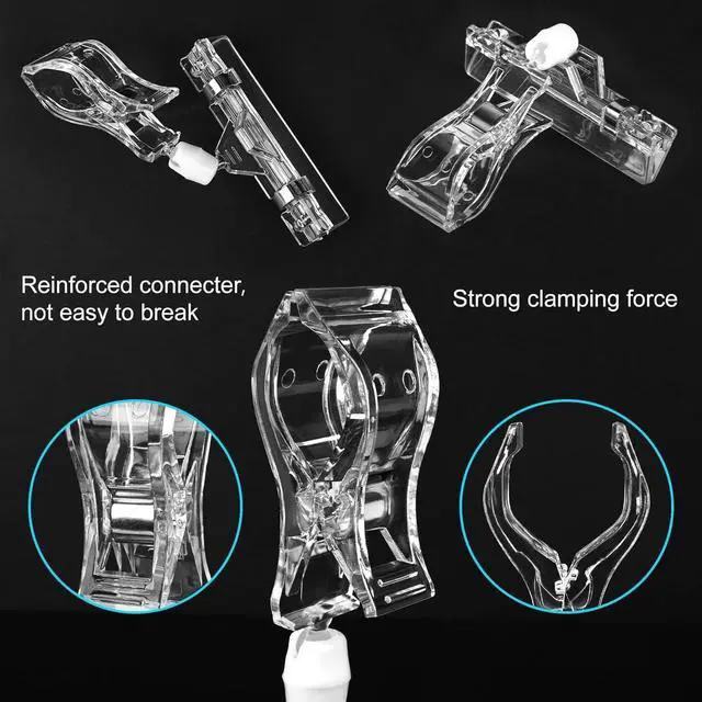 Alt view image 4 of 6 - Clear Sign Clips Merchandise Display 12 Pack Plastic Label Pop Clips on Sign Holder Shelf Double Sided Swivel Price Tag Holders on Clothing Rack Rotatable Menu Clamps for Sale Retail Display