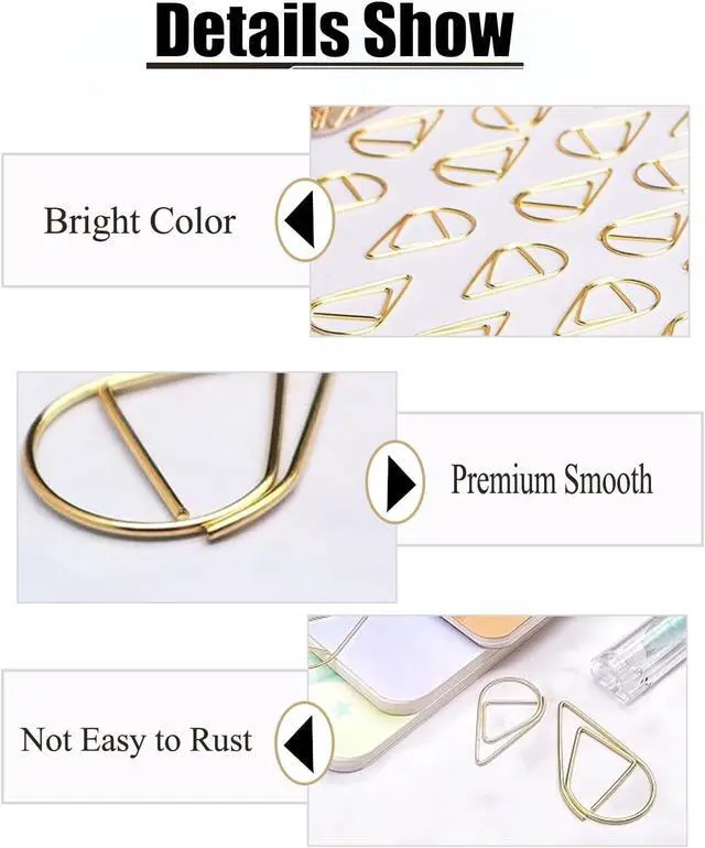 Alt view image 6 of 7 - 200 Pcs Gold Teardrop-Shaped Paper Clips,1inch