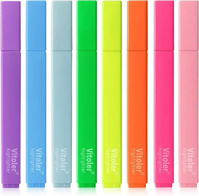 Main image of Vitoler Highlighters Assorted Color,Bright Color Dry Fast,Chisel Tip,8Pcs