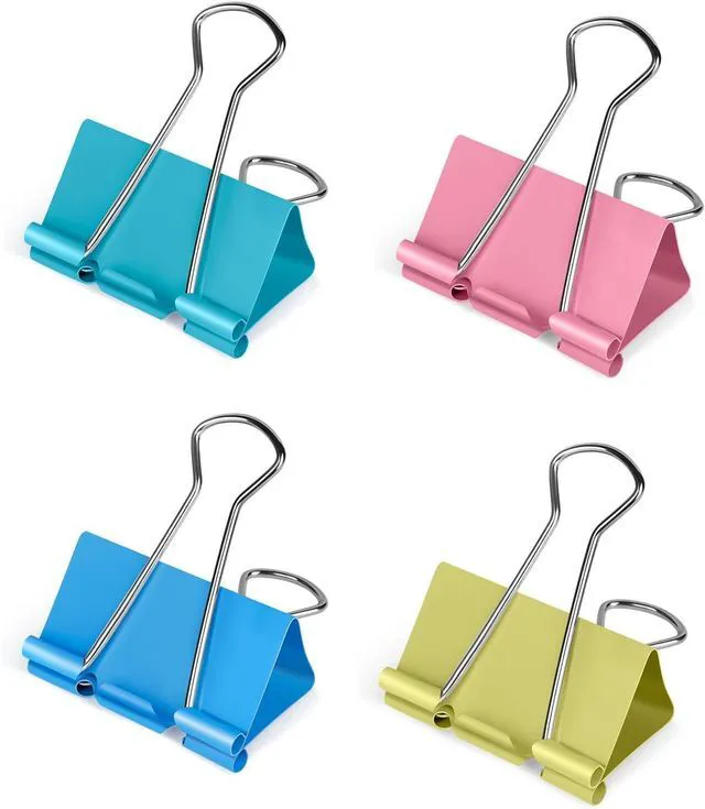 Main image of Ufmarine Medium Binder Clips 1.25 inch Length, (40 Pcs) Colorful Paper Clips Medium for Office