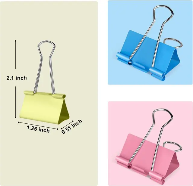 Alt view image 2 of 7 - Ufmarine Medium Binder Clips 1.25 inch Length, (40 Pcs) Colorful Paper Clips Medium for Office