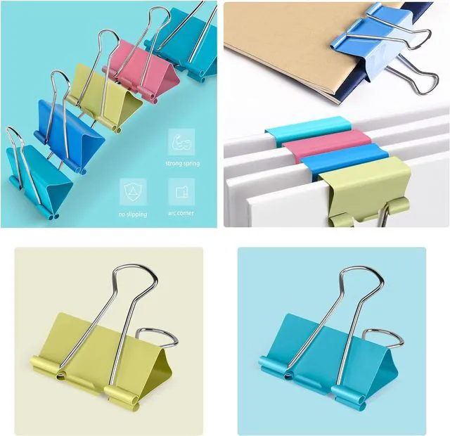 Alt view image 7 of 7 - Ufmarine Medium Binder Clips 1.25 inch Length, (40 Pcs) Colorful Paper Clips Medium for Office