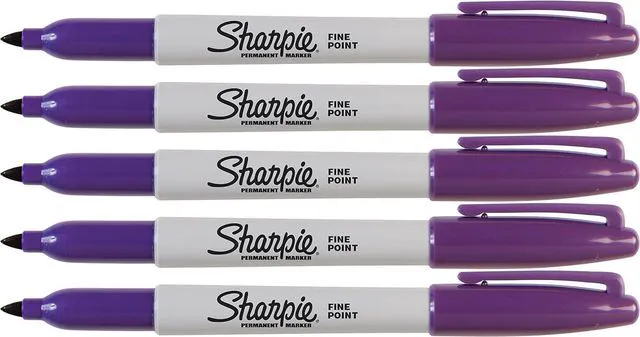 Main image of Sharpie Purple Markers, Fine Point Tip, Permanent Markers, 5-Count