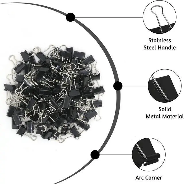 Alt view image 3 of 7 - OWLKELA 120 Pack Binder Clips, 5/8 Inch, Black