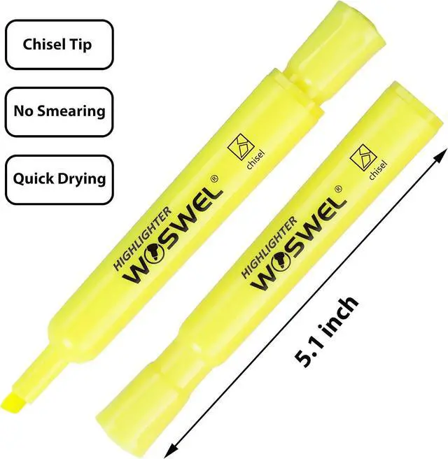Alt view image 2 of 7 - Highlighters Bulk, 24 Pack Tank Style Highlighters Set, Fluorescent Yellow