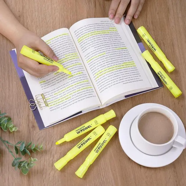 Alt view image 5 of 7 - Highlighters Bulk, 24 Pack Tank Style Highlighters Set, Fluorescent Yellow