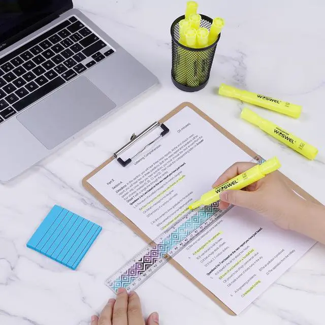 Alt view image 6 of 7 - Highlighters Bulk, 24 Pack Tank Style Highlighters Set, Fluorescent Yellow