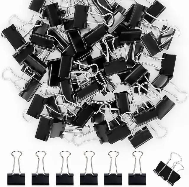 Main image of OWLKELA 120 Pack Binder Clips, 0.75 Inch, Black