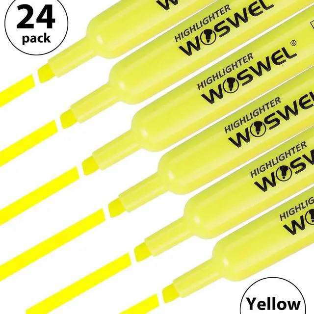 Alt view image 4 of 7 - Highlighters Bulk, 24 Pack Tank Style Highlighters Set, Fluorescent Yellow