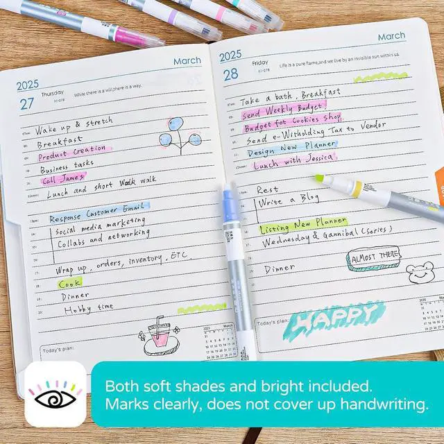 Alt view image 5 of 7 - Erasable Highlighters Assorted Colors 6 Count, Dual Chisel Tip, Smooth Writing, Quick Dry, Office and School Supplies, For Note Taking, Gifts
