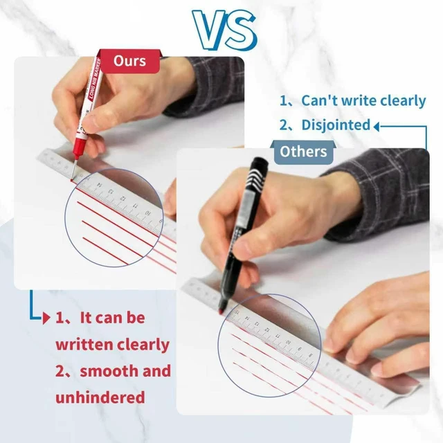 Alt view image 3 of 7 - 10 PCS Long Head Deep Hole Marker Pens,20mm Long Nib Marker, Longs Nose Markers, Waterproof Construction Markers Marking Tool,Permanent Markers Carpenter Ink marker Pens,Metal marking Pens