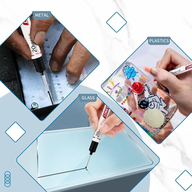 Alt view image 6 of 7 - 10 PCS Long Head Deep Hole Marker Pens,20mm Long Nib Marker, Longs Nose Markers, Waterproof Construction Markers Marking Tool,Permanent Markers Carpenter Ink marker Pens,Metal marking Pens