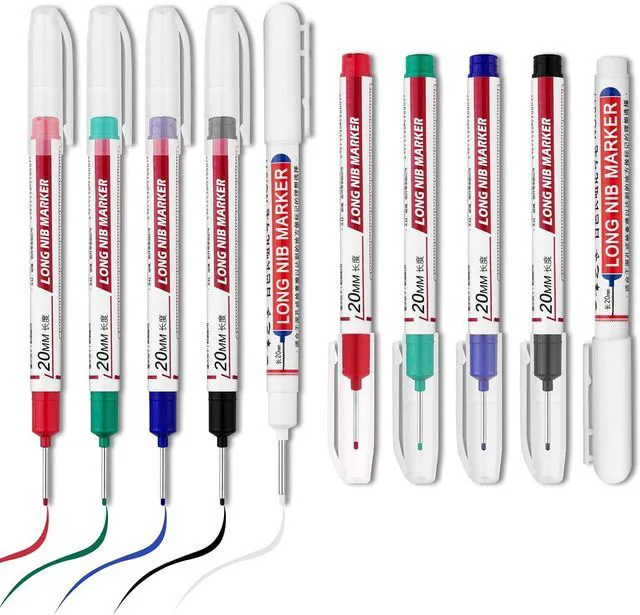 Alt view image 7 of 7 - 10 PCS Long Head Deep Hole Marker Pens,20mm Long Nib Marker, Longs Nose Markers, Waterproof Construction Markers Marking Tool,Permanent Markers Carpenter Ink marker Pens,Metal marking Pens