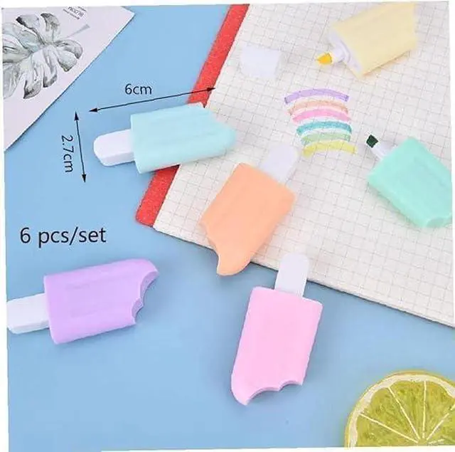 Alt view image 2 of 7 - 6 Pcs Mini Highlighter Ice Shaped Marker Pen for Office Supplies Writing Stationery Attractive and Fashion Liquid Highlighters Markers and Highlighters